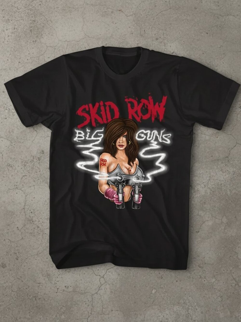 Vintage Skid Row Big Guns Graphic T-Shirt | Retro Rock Band Tee | Unisex Black